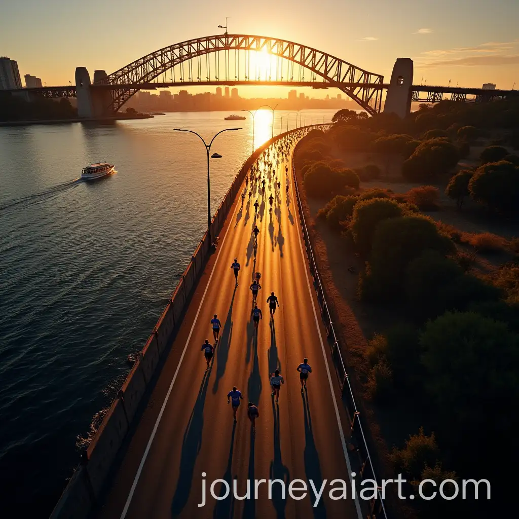 Sydney-Marathon-at-Sunrise-Above-Harbour-Bridge