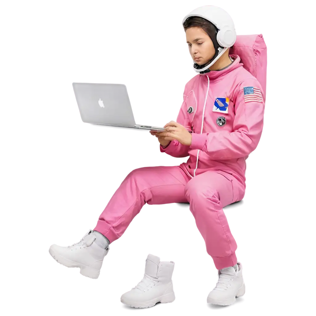 Astronaut-Graphic-Designer-Sitting-in-Pink-Color-PNG-Perfect-for-Creative-Designs