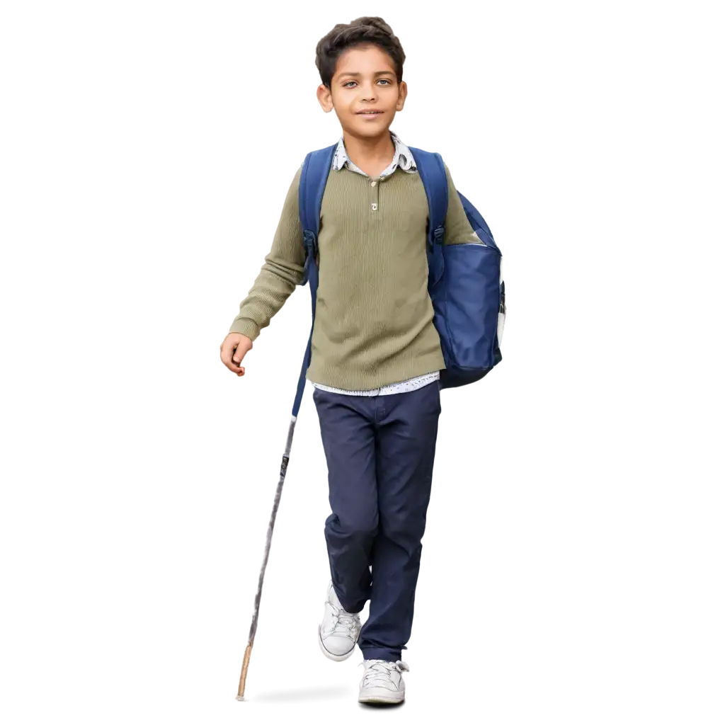 a indian boy going to school