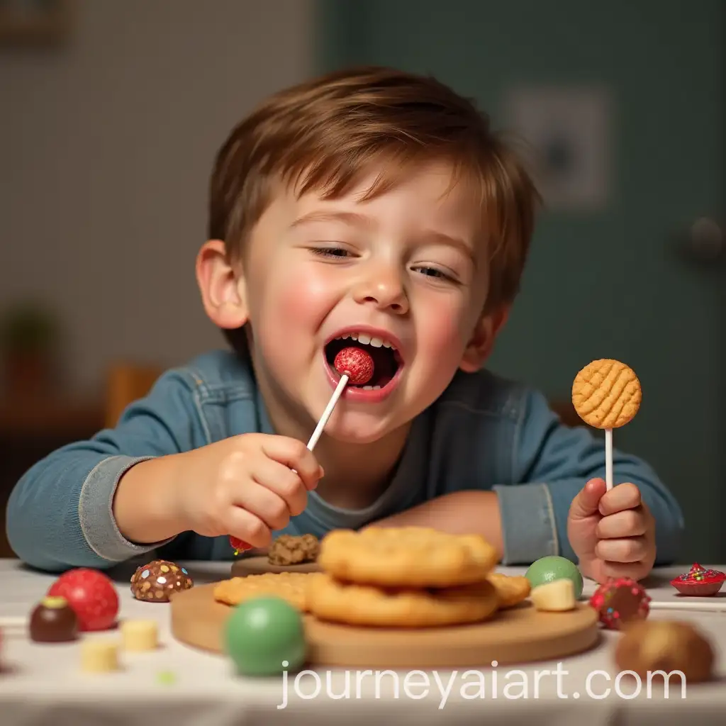 Young-Boy-Enjoying-Sweets-with-Sticky-Teeth-and-Messy-Face