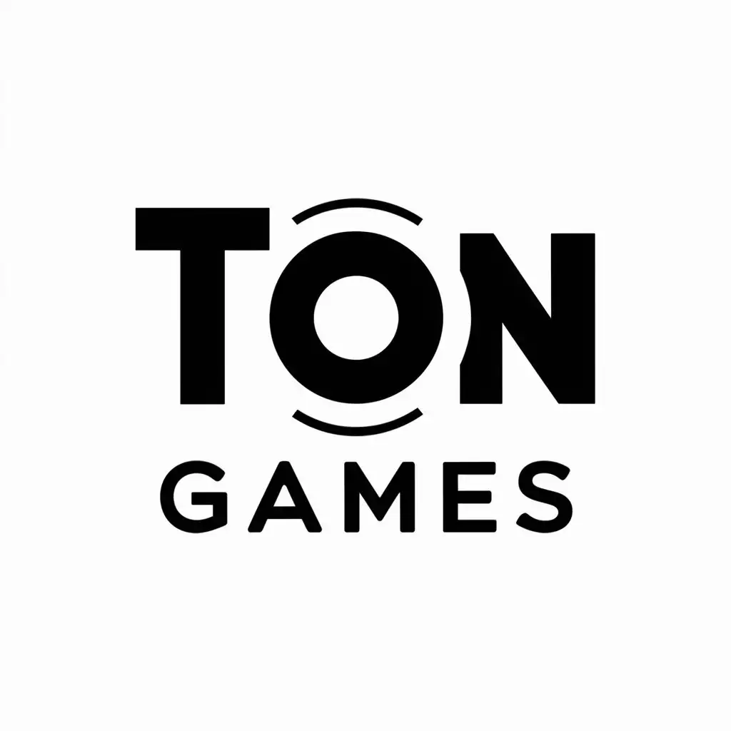 a vector logo design,with the text "TON Games", main symbol:TON,Minimalistic,be used in Cryptocurrency industry,clear background