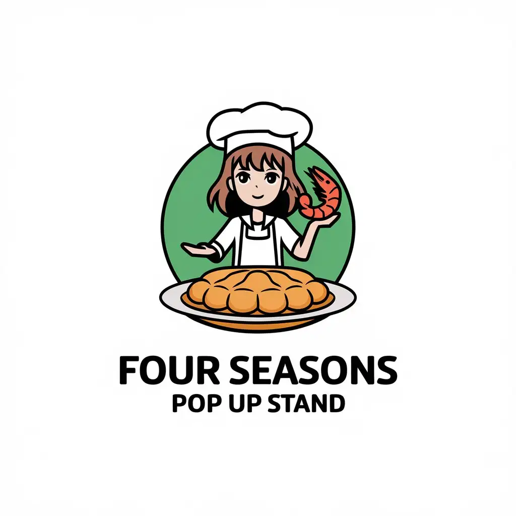 LOGO-Design-for-Four-Seasons-Pop-Up-Stand-Anime-Character-Girl-Transforming-into-Delicious-Food-Theme