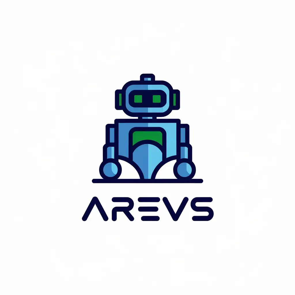 a vector logo design,with the text "arevs", main symbol:robot,Moderate,be used in Events industry,clear background