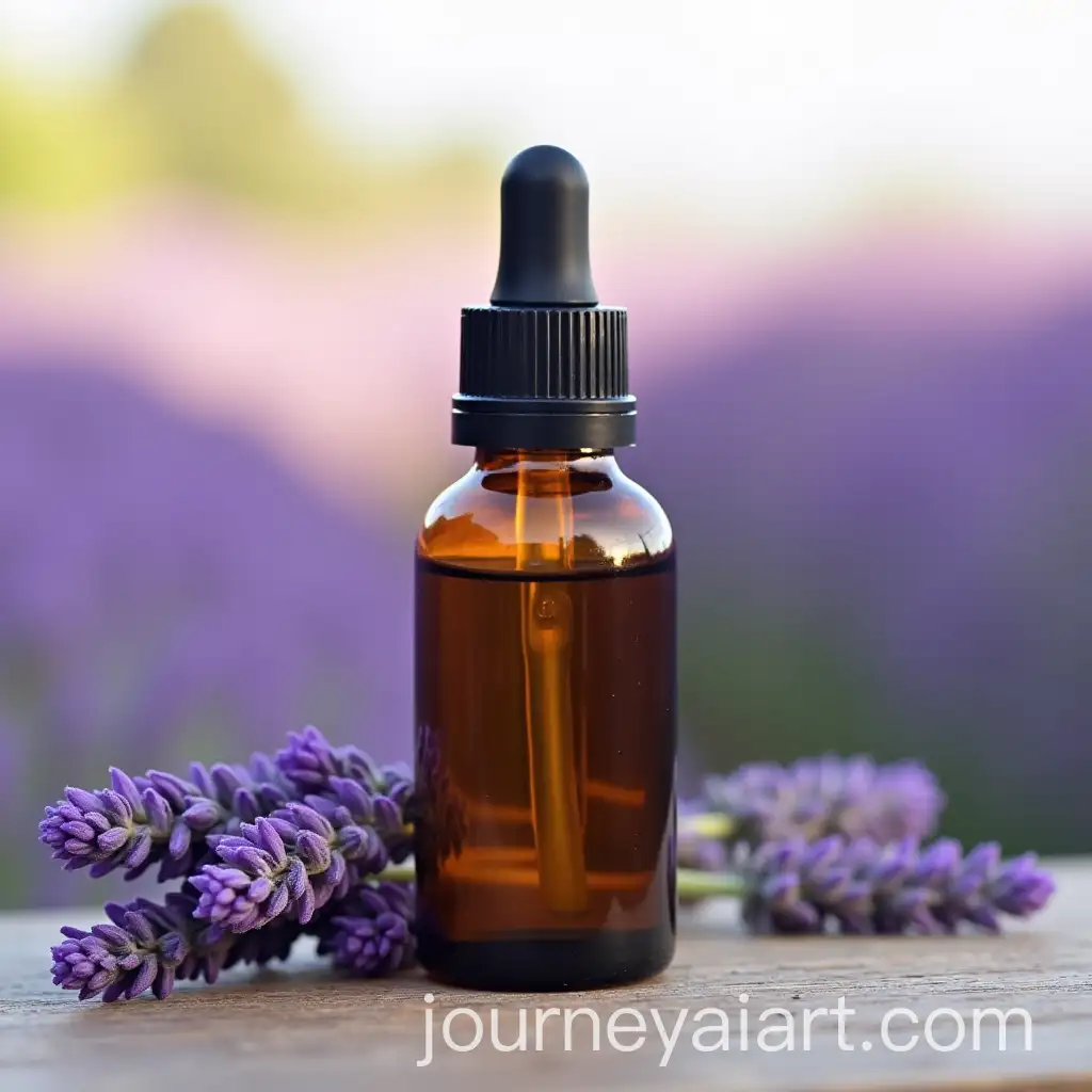 Amber-Bottle-with-Dropper-and-Lavender-Flowers-in-a-Lavender-Field