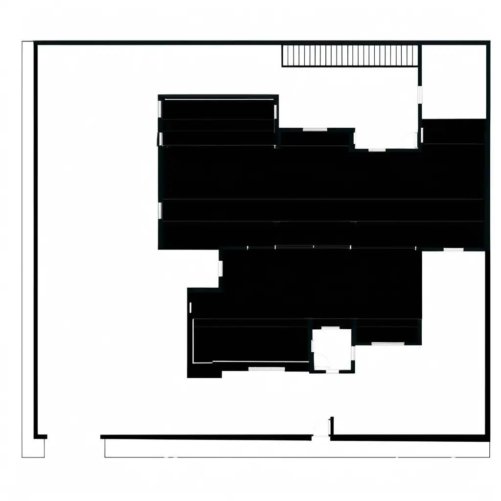 Modern-House-Layout-with-Garden-in-Black-and-White-Frame