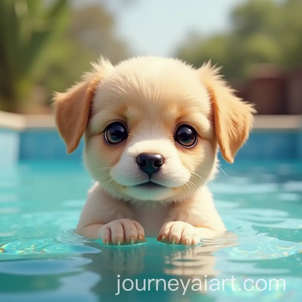 Adorable-Baby-Puppy-Floating-in-Bright-Water-Cutest-Image-Ever