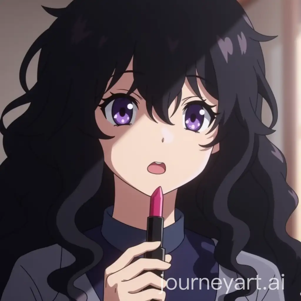 16YearOld-Girl-with-Pale-Skin-and-Long-Curly-Black-Hair-Holding-Lipstick