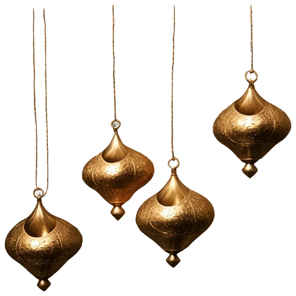 Hanging-4-Diya-PNG-HighQuality-Image-for-Festive-Celebrations