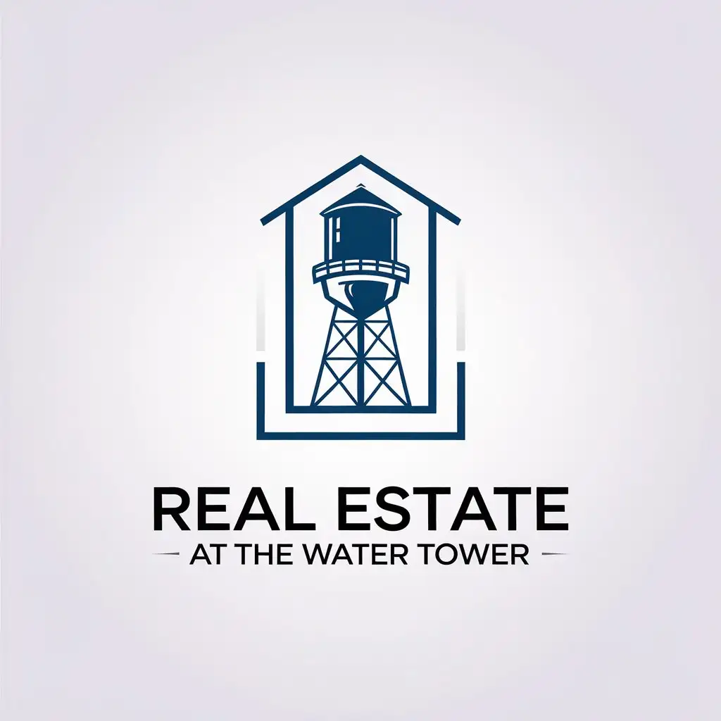 LOGO Design for Real Estate at the Water Tower Minimalistic Watertower Symbol on Clear Background