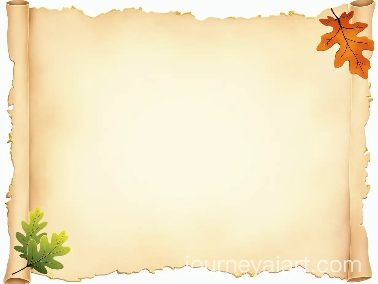 Gilded-Parchment-Scroll-with-Watercolor-Oak-Leaves