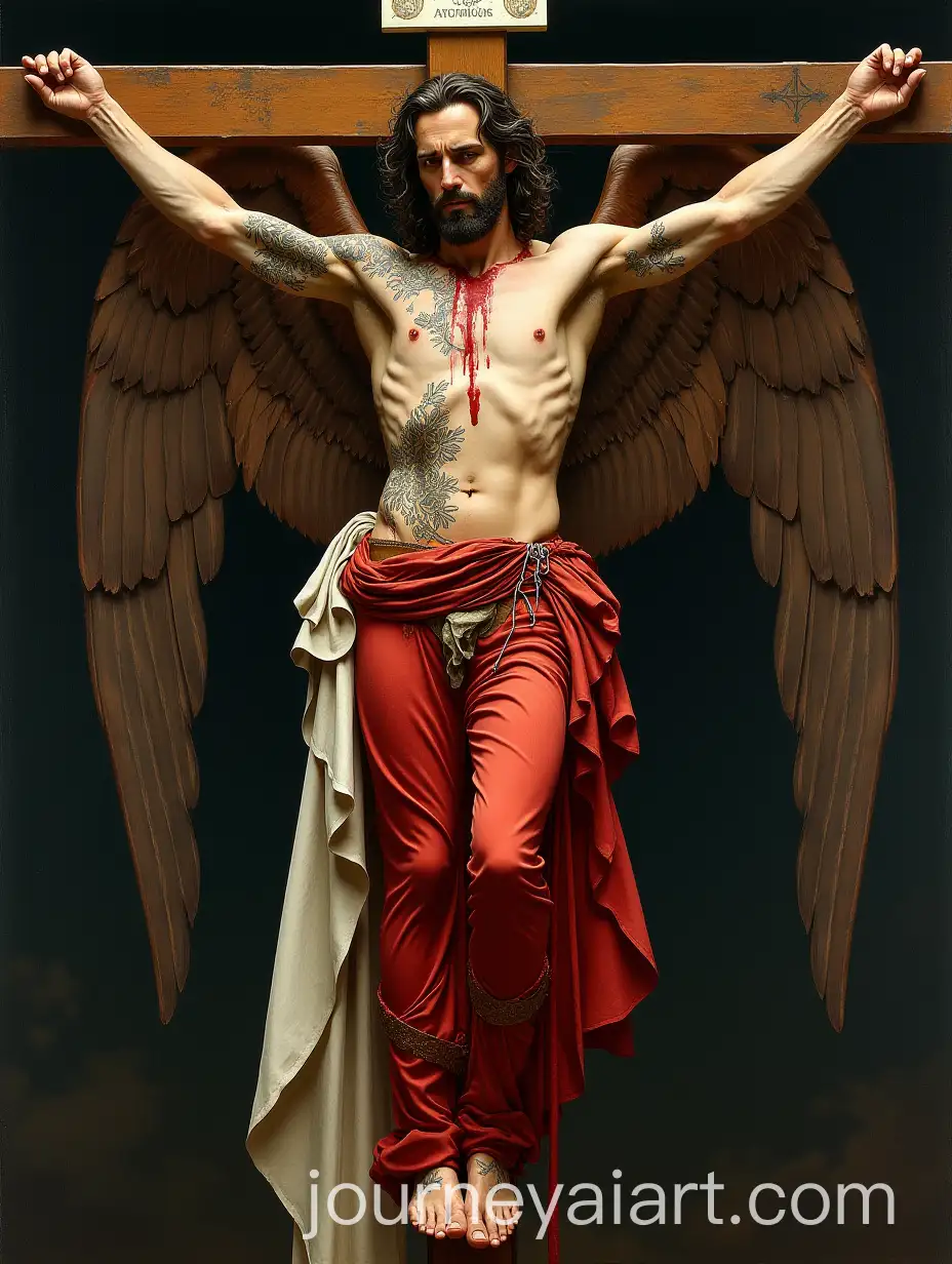 Tattooed-Rebel-Angel-Crucified-in-Gothic-Dark-Fantasy-Scene