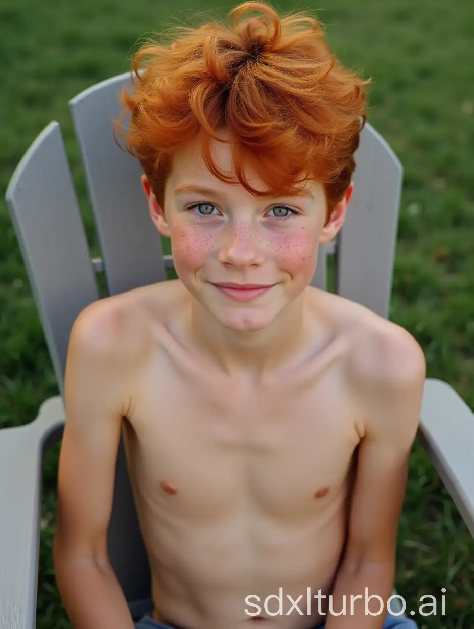 RedHaired-Boy-with-Freckles-Relaxing-in-Lawn-Chair