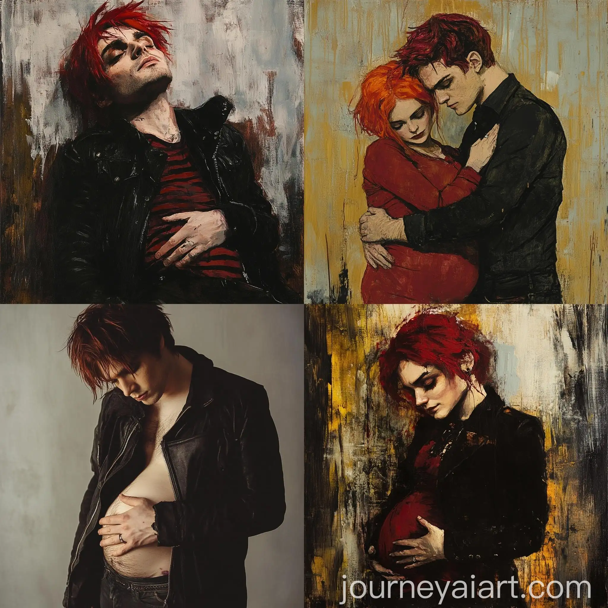 Gerard-Way-Pregnant-Portrait-with-Vivid-Colors-and-Dramatic-Lighting
