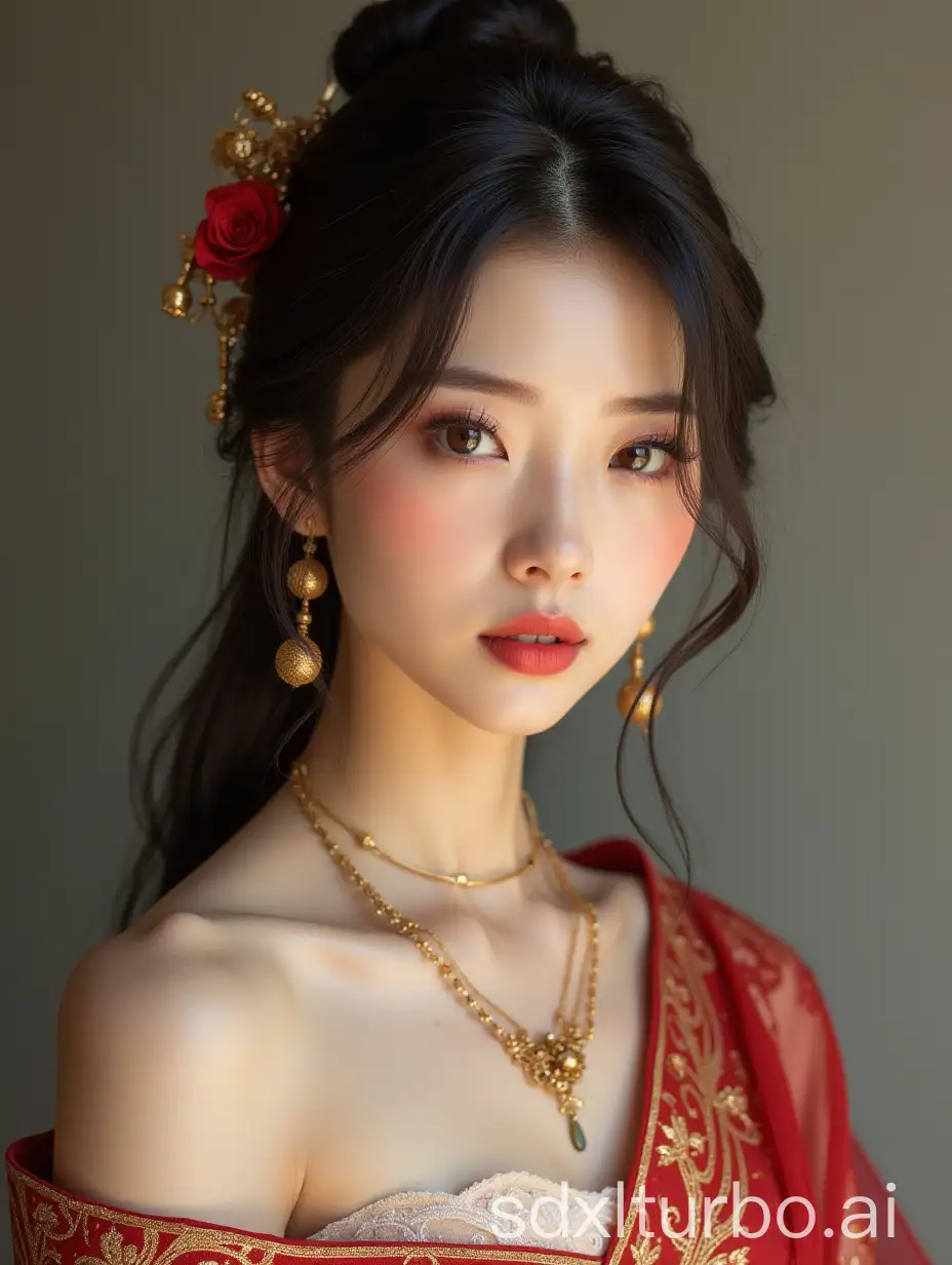 Elegant-Oriental-Woman-HalfLength-Portrait-in-Traditional-Attire