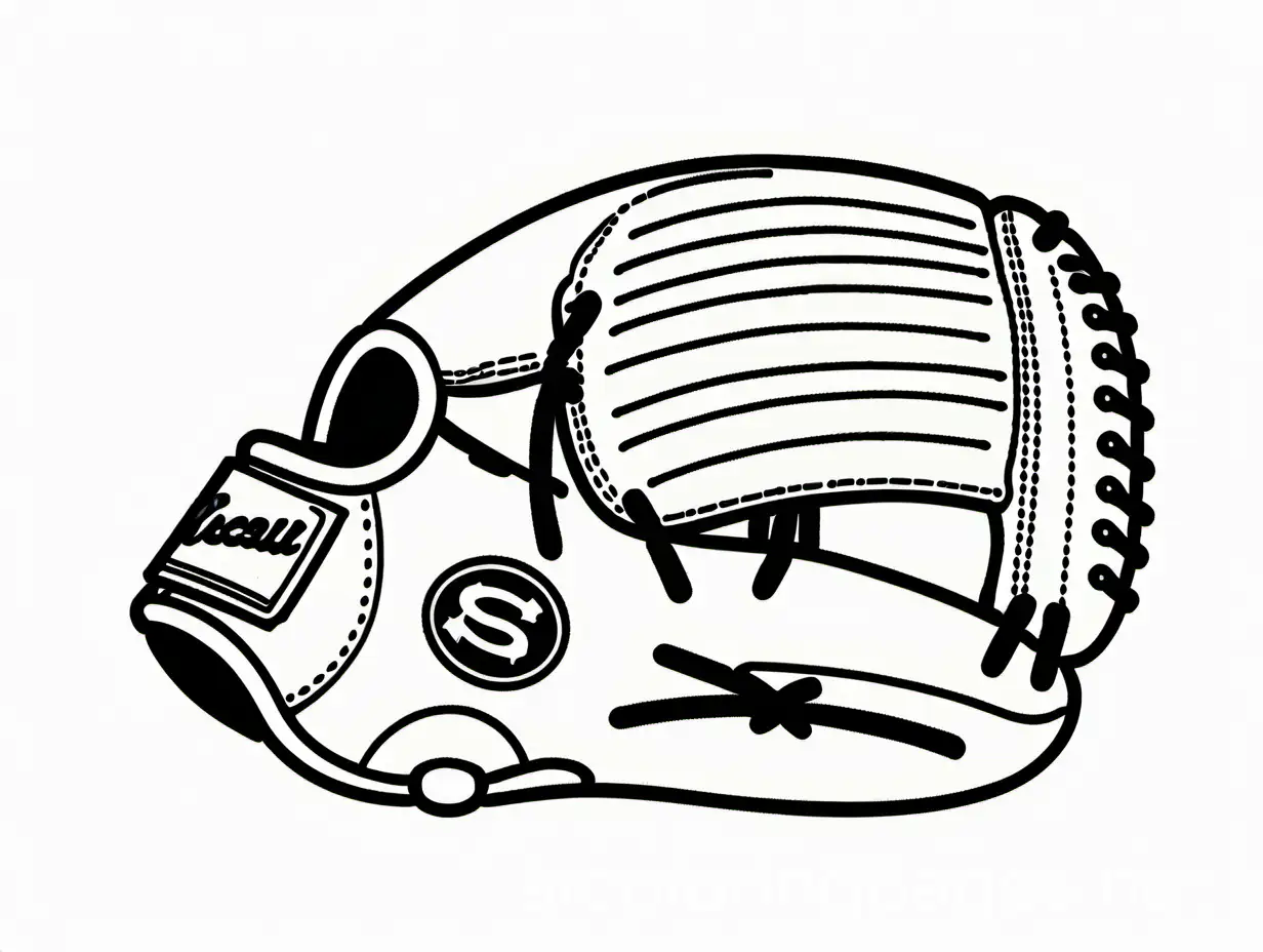 Baseball-Glove-Coloring-Page-Black-and-White-Line-Art