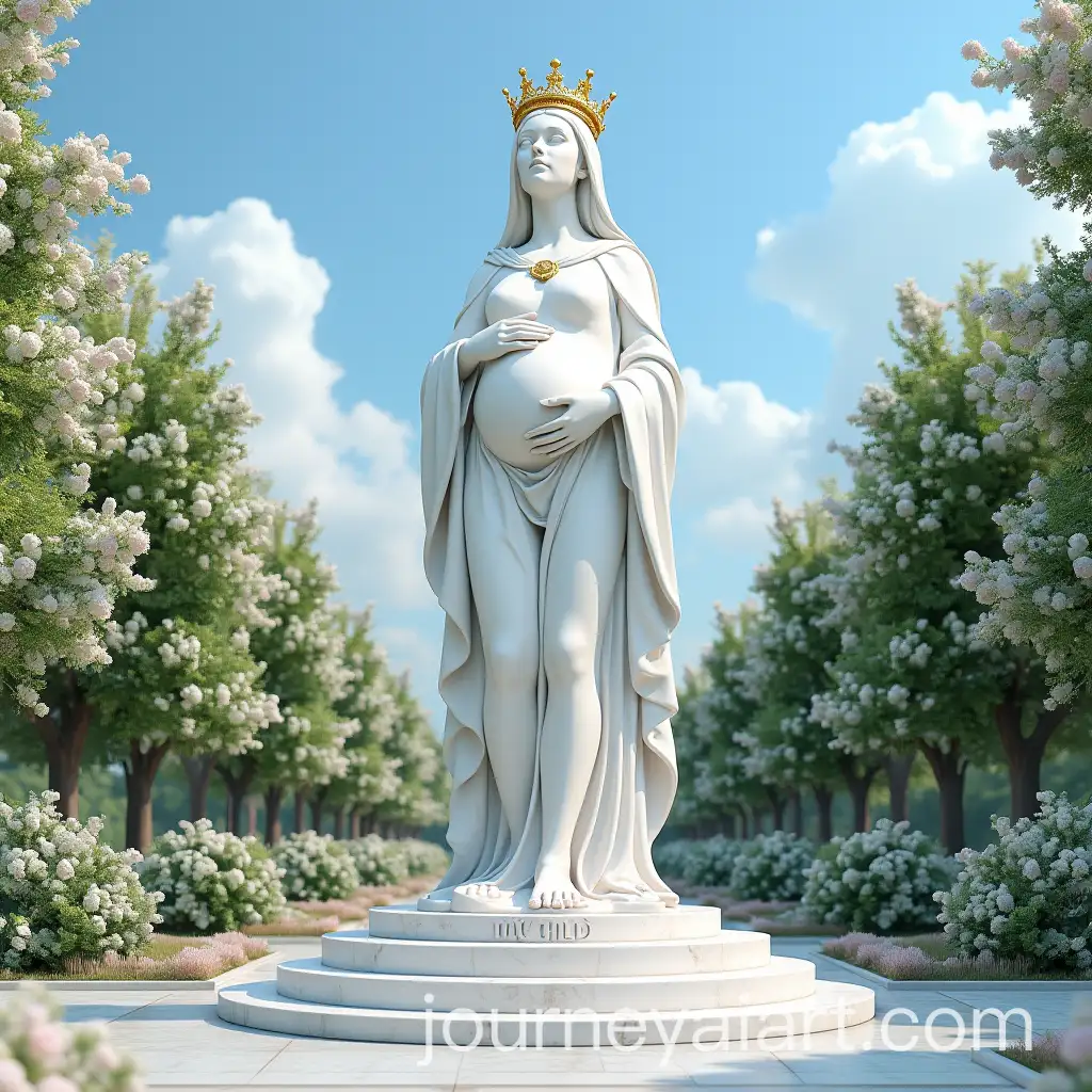 Pregnant-Woman-Statue-with-Gold-Crown-and-My-Child-Inscription