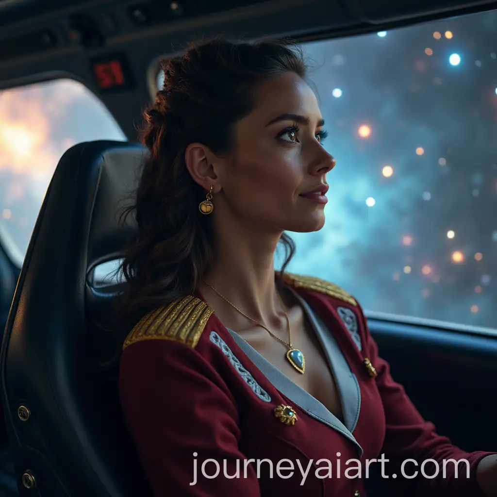Female-Starship-Captain-Navigating-a-Colorful-Nebula