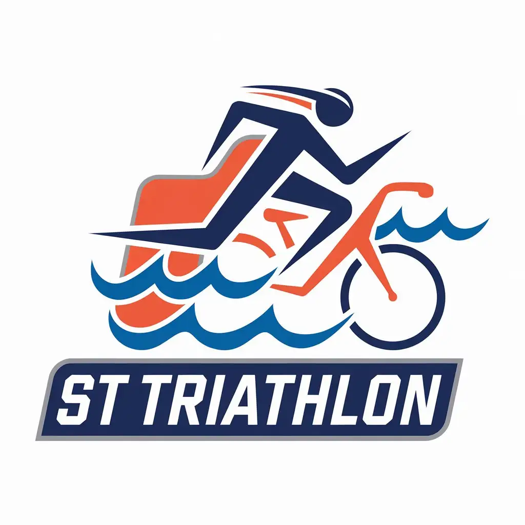 LOGO Design for ST Triathlon Running Swim and Bicycle Symbols for Sports Fitness Industry