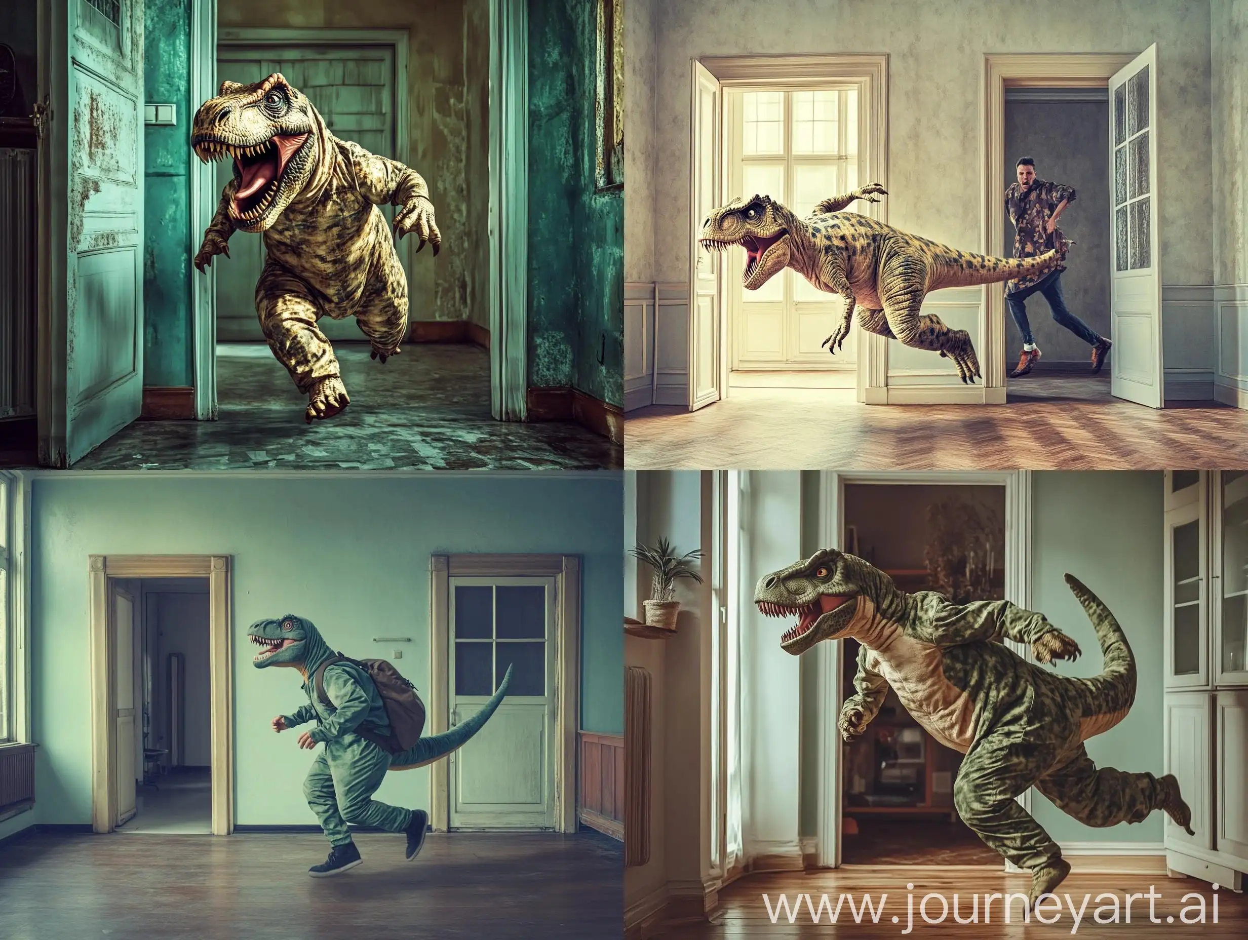 Clumsy-Dinosaur-Man-in-Costume-Running-Humorously