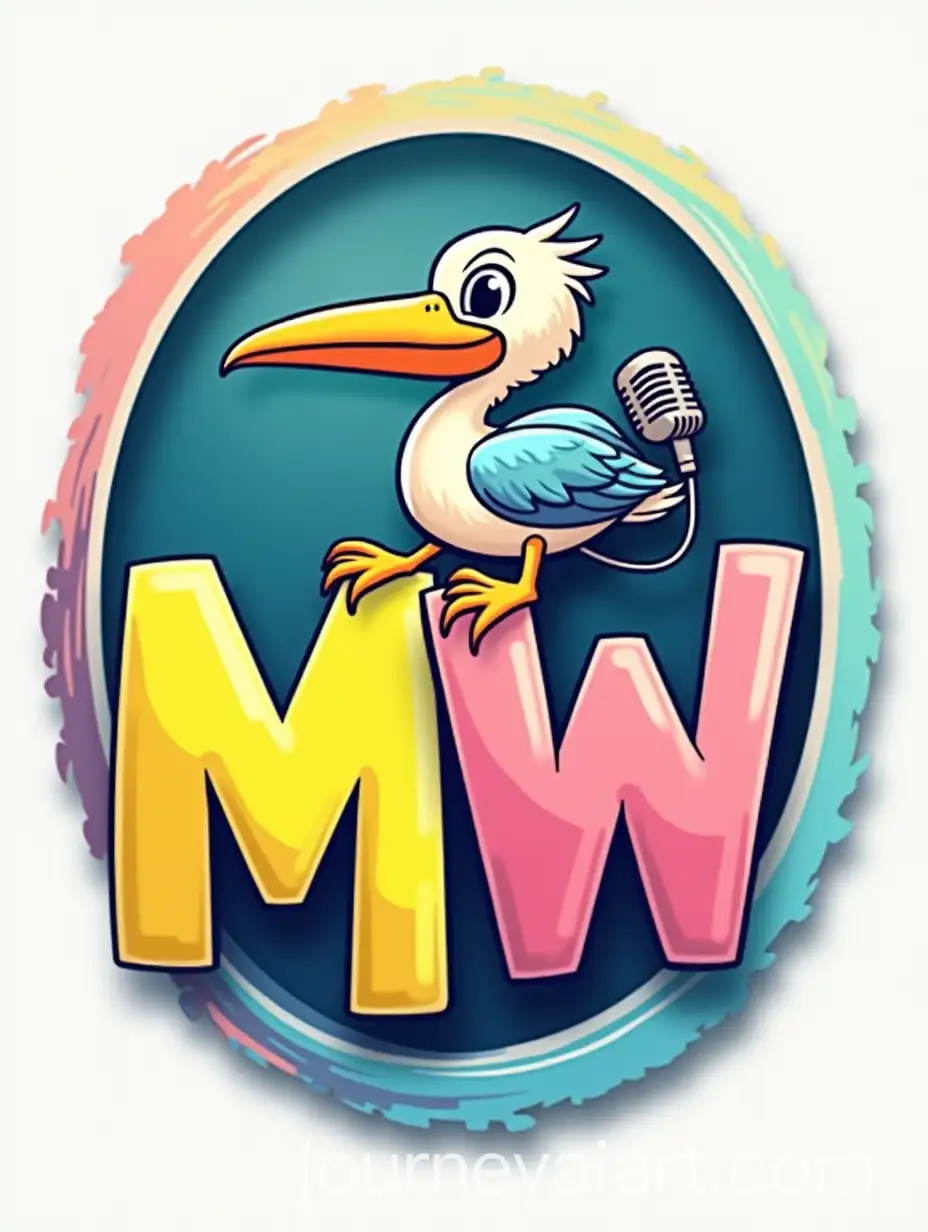 Colorful-Logo-Design-Featuring-MW-with-Pelican-and-Microphone
