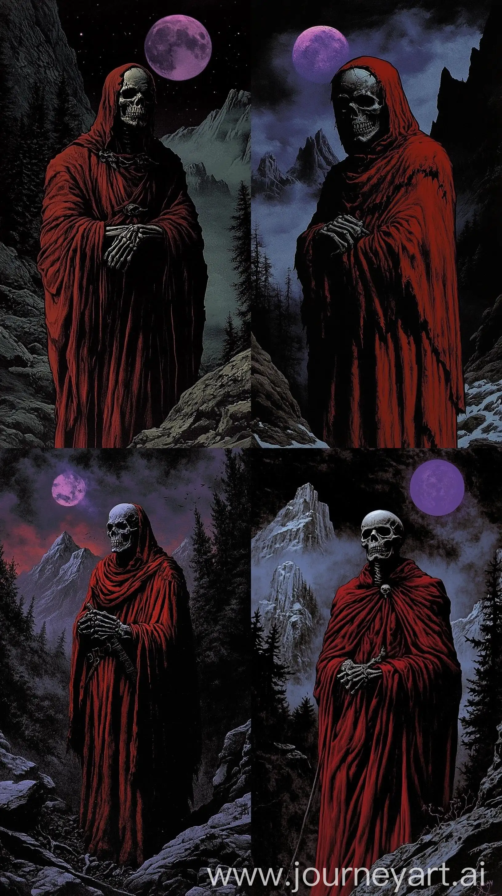 Dark-Fantasy-SkeletonMan-in-Red-Robes-in-Enchanted-Forest