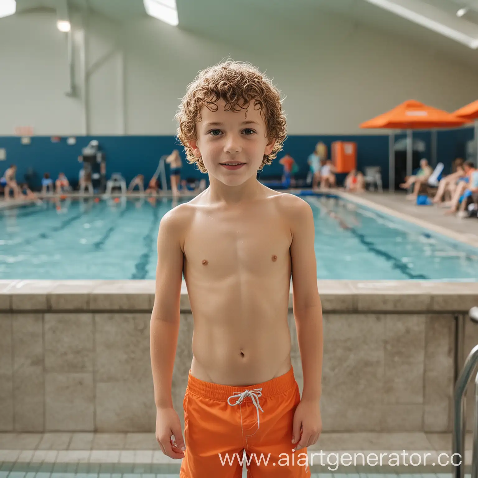 Young-Boy-in-Orange-Swim-Trunks-by-Indoor-Sports-Swimming-Pool