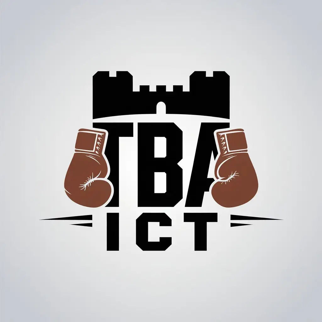 LOGO Design for TBA ICT Tall Castle and Boxing Gloves Symbol with Clear Background