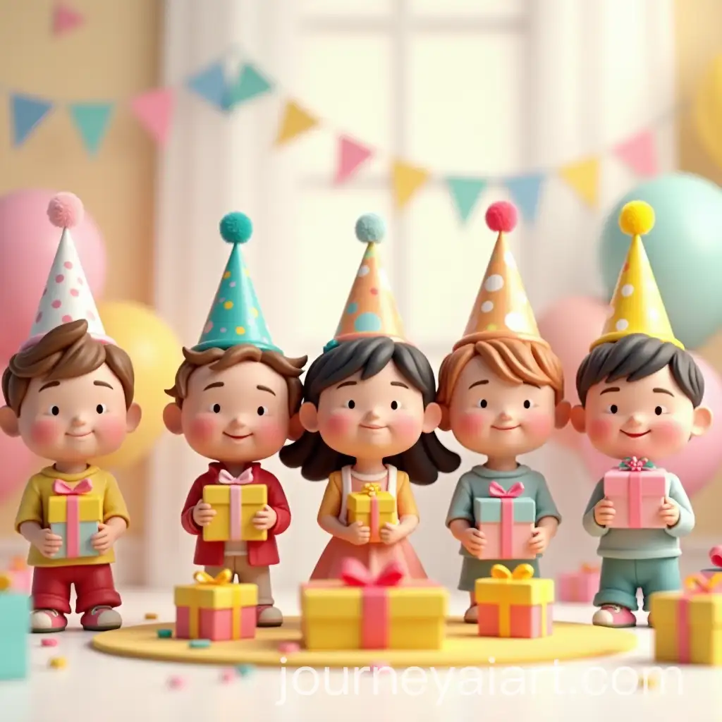 Cheerful-Kids-BirthdayAI-Art-Prompt-Expansion-Party-with-Balloons-and-Gifts-in-Disney-Style