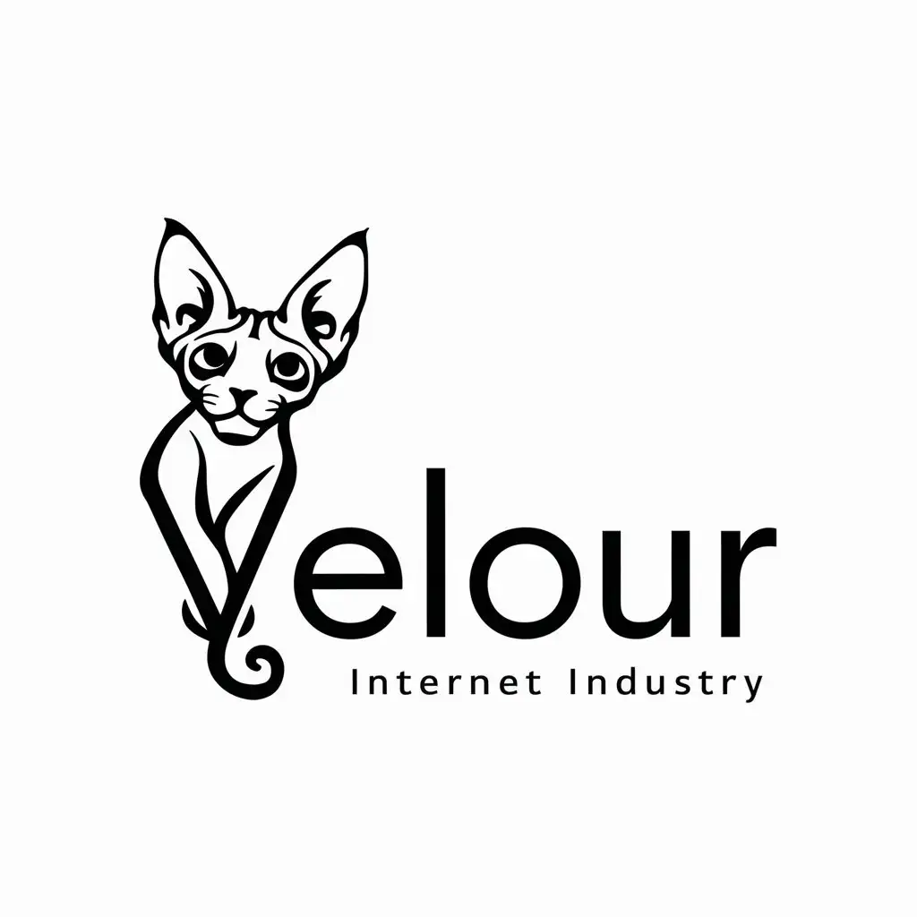 a logo design,with the text "Velour", main symbol:Sphynx cat,Moderate,be used in Internet industry,clear background