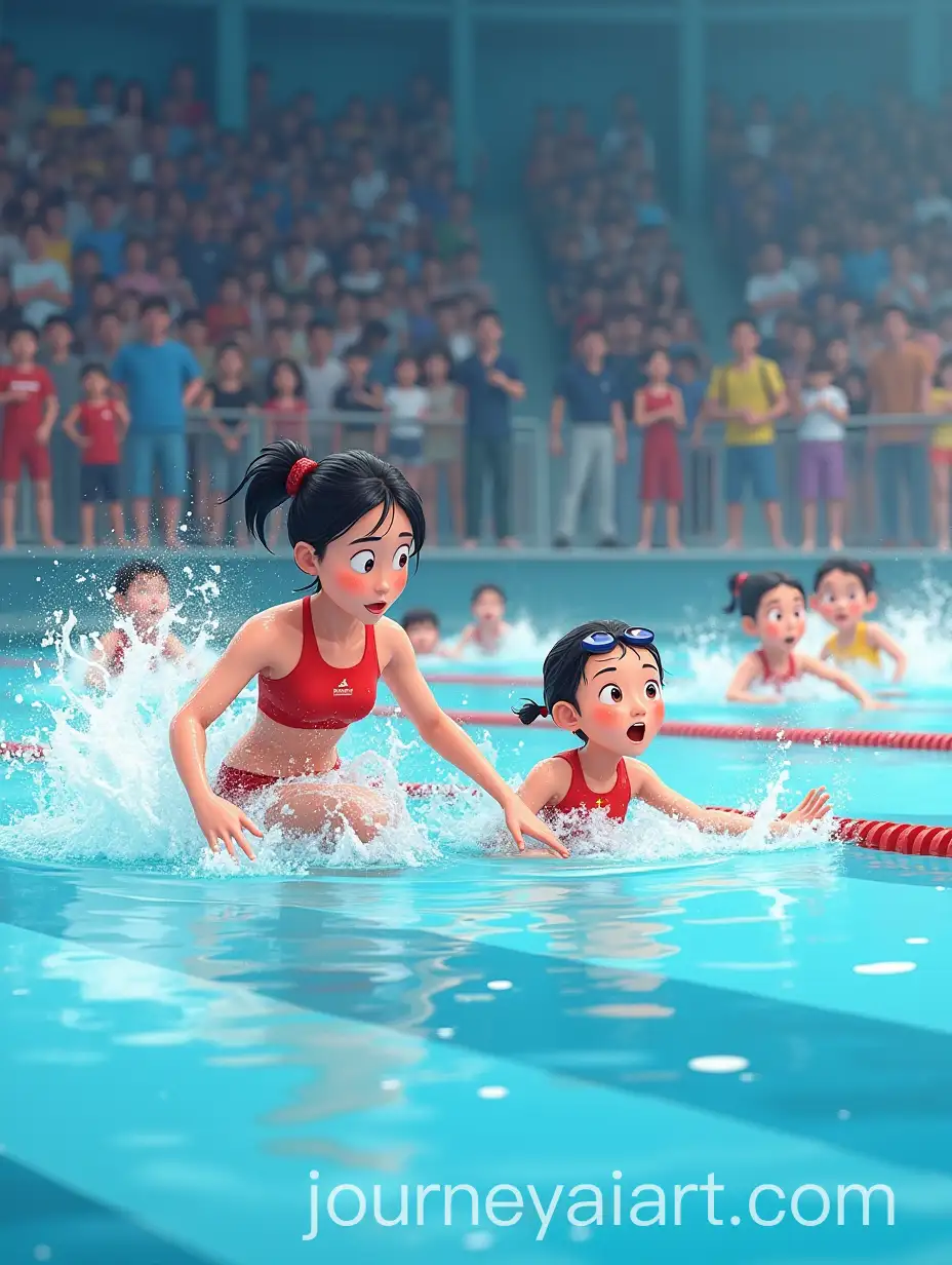 Chinese-Athletes-Competing-in-an-International-Swimming-Event