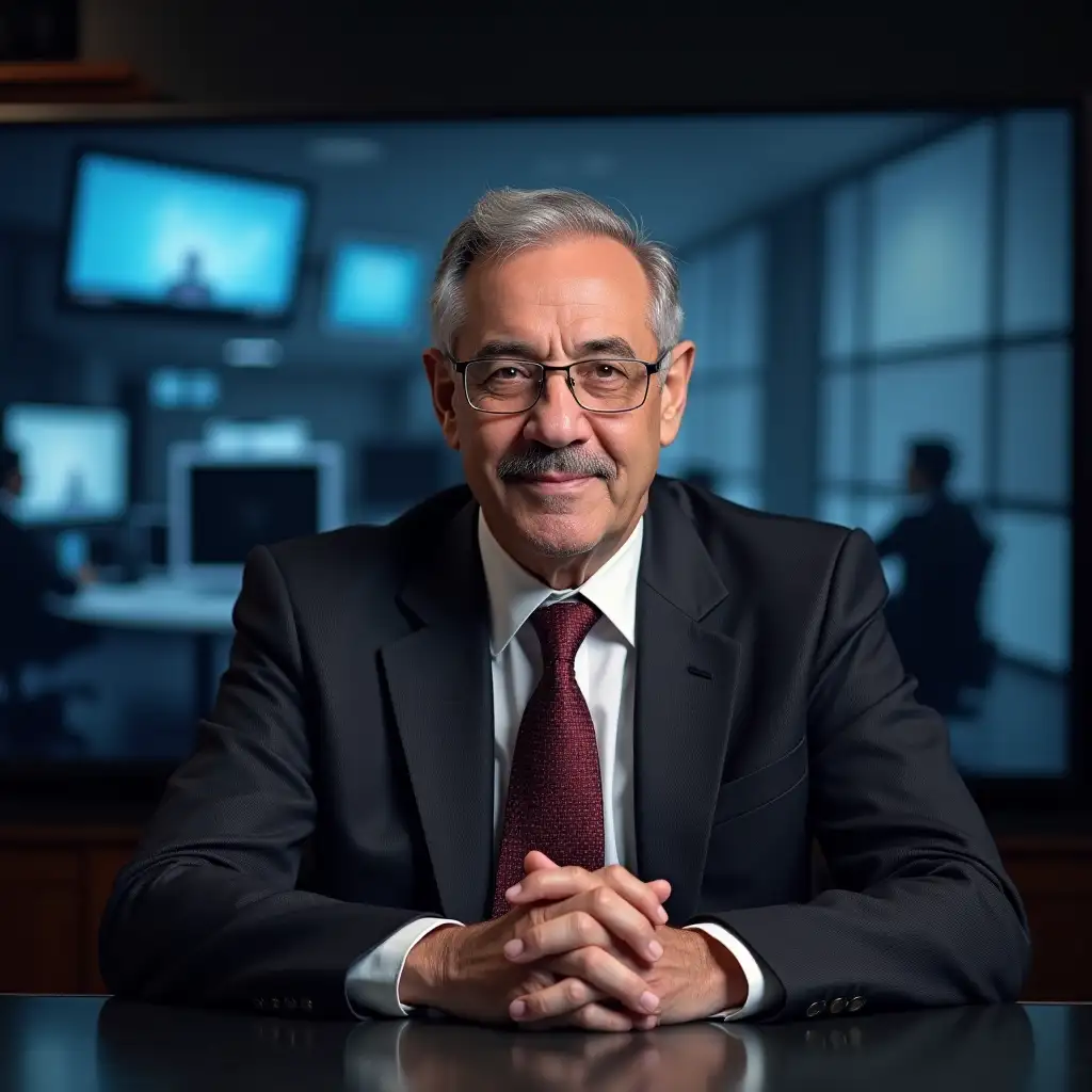 Distinguished-Egyptian-Man-in-Suit-at-Desk-with-News-Broadcast-Background