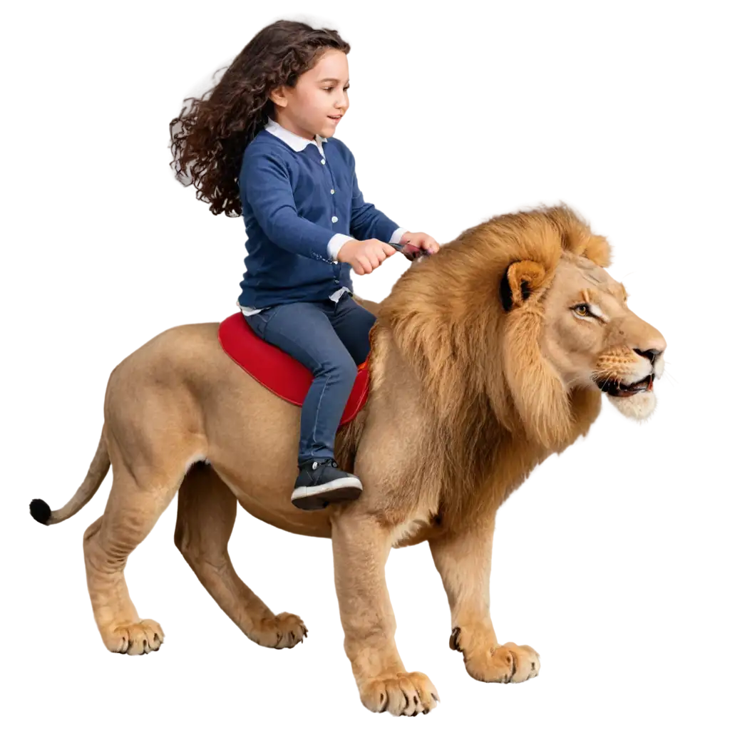 Young-Child-Girl-Riding-Lion-PNG-Image-Majestic-Fantasy-Artwork