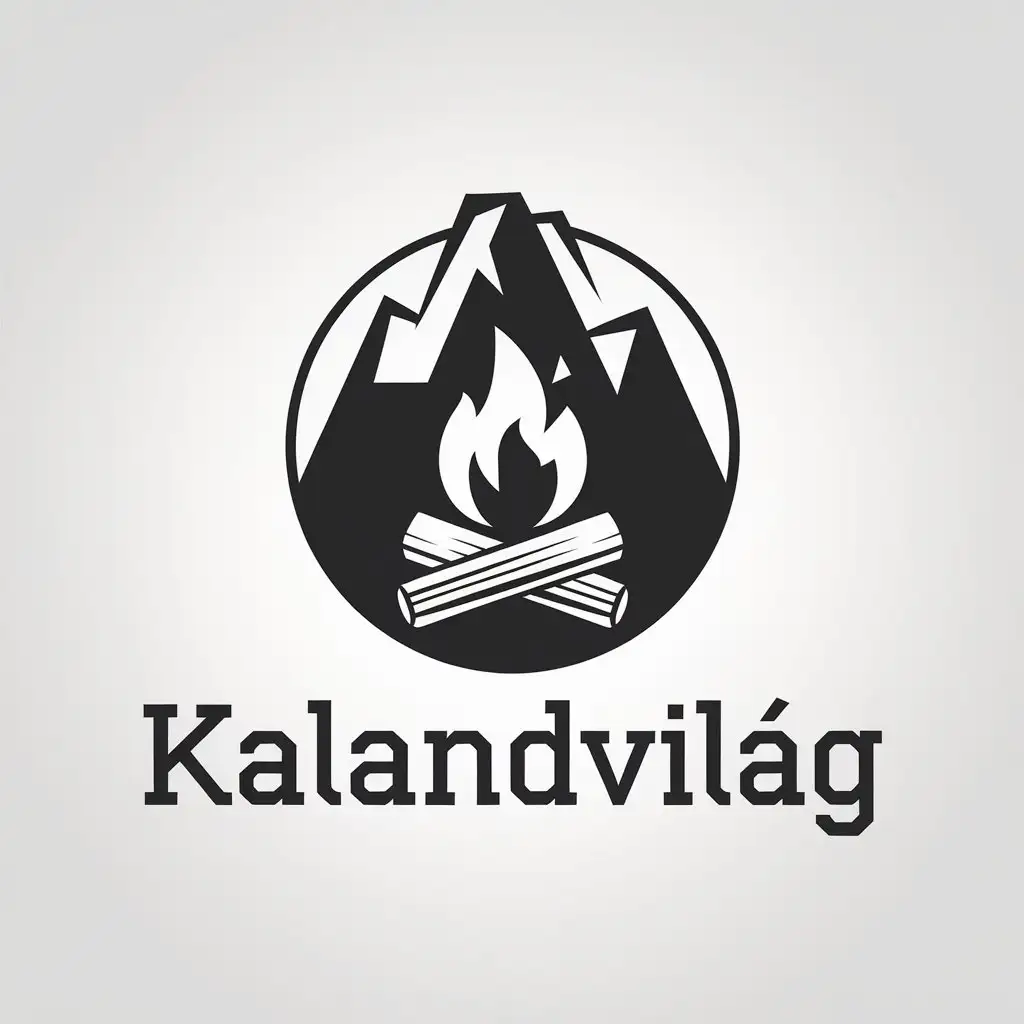 LOGO Design for Kalandvilg Minimalistic Campfire and Mountain Theme for Travel Industry