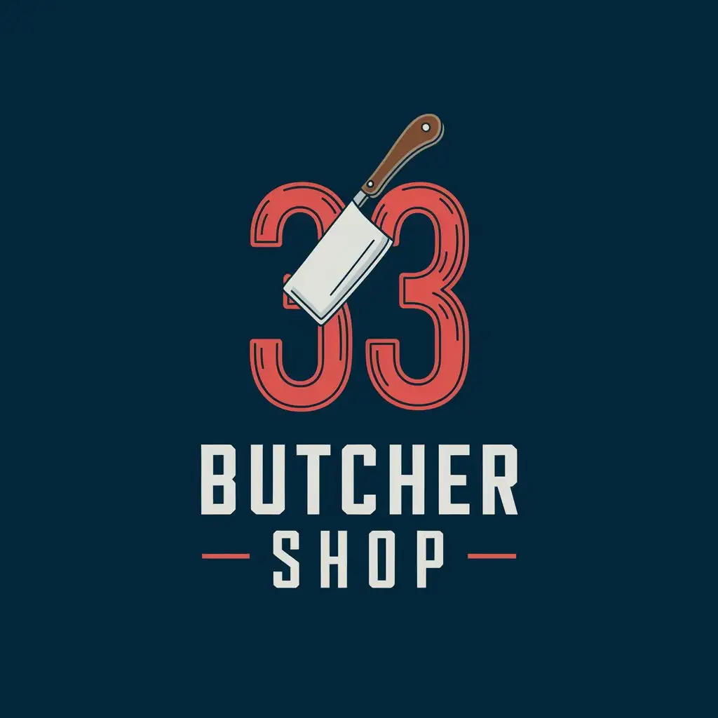 LOGO Design for 33 Butcher Shop Modern Bold and Vibrant with Clear Background