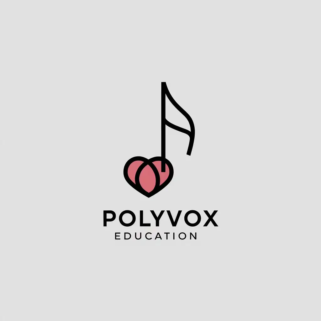 LOGO Design For Polyvox Minimalistic Music Note with Attached Heart Symbol