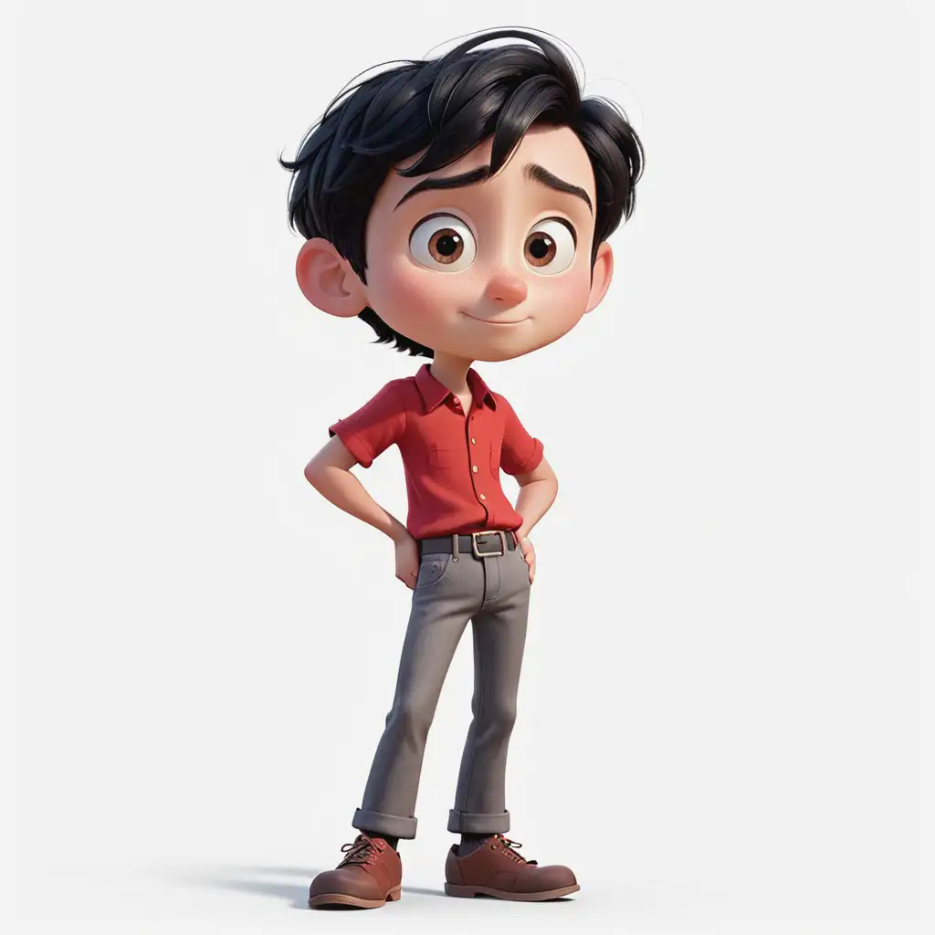 Cartoon-Character-with-Round-Eyes-and-Red-Shirt-on-White-Background