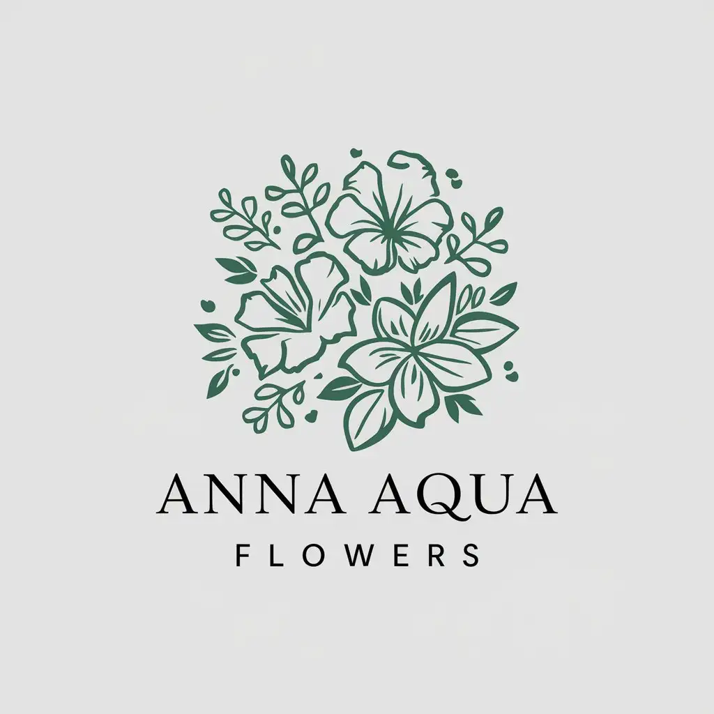 a vector logo design,with the text "ANNA AQUA FLOWERS", main symbol:FLOWERS,complex,be used in Beauty Spa industry,clear background