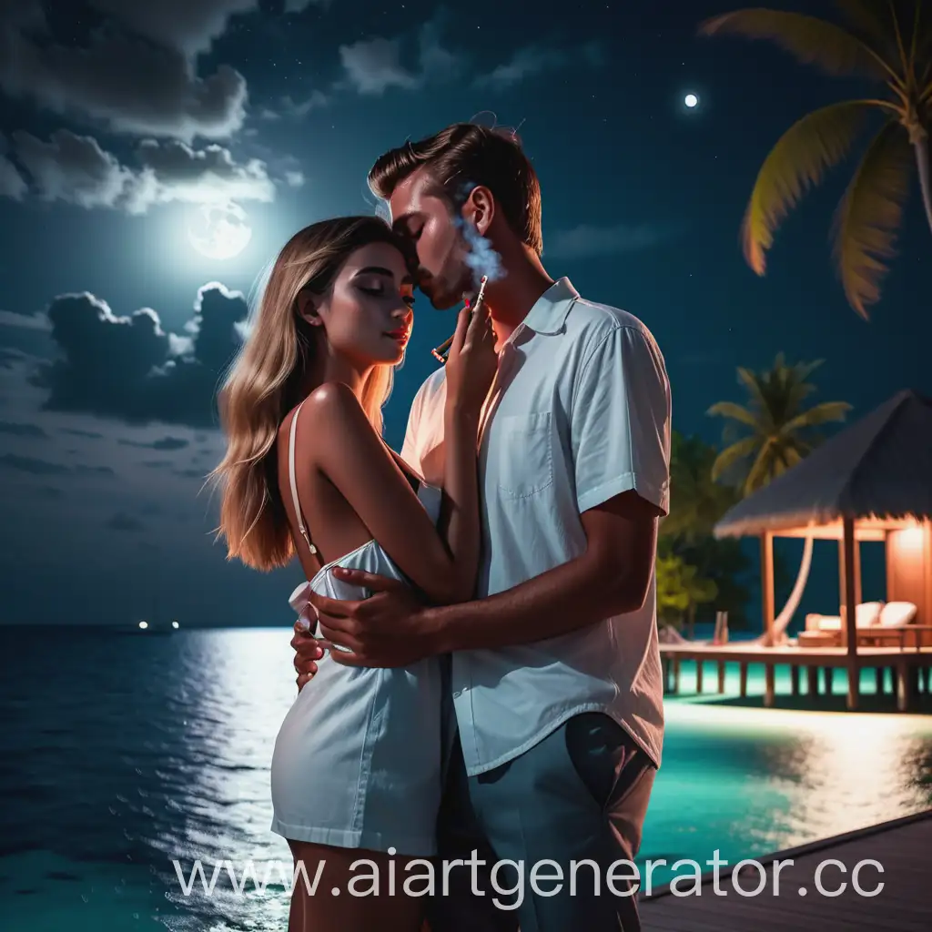 Romantic-Couple-Embracing-under-Moonlight-in-the-Maldives