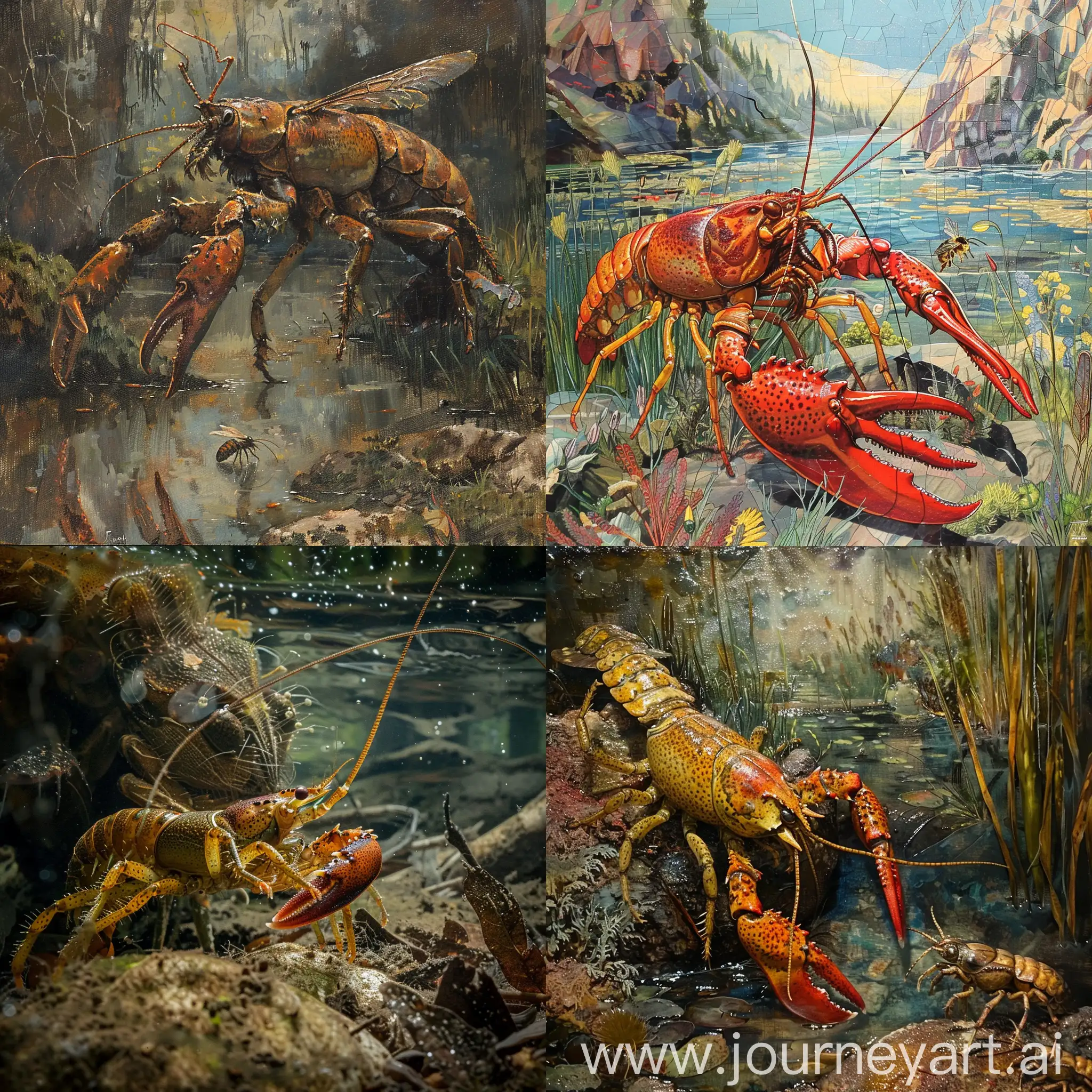 Crayfish-Hunting-Golden-Bee