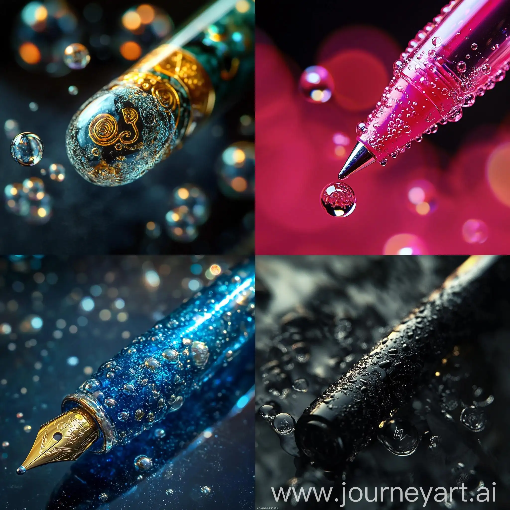 Macro-Shot-of-Textured-Pen-with-Bubbles-and-Logo-in-High-Definition