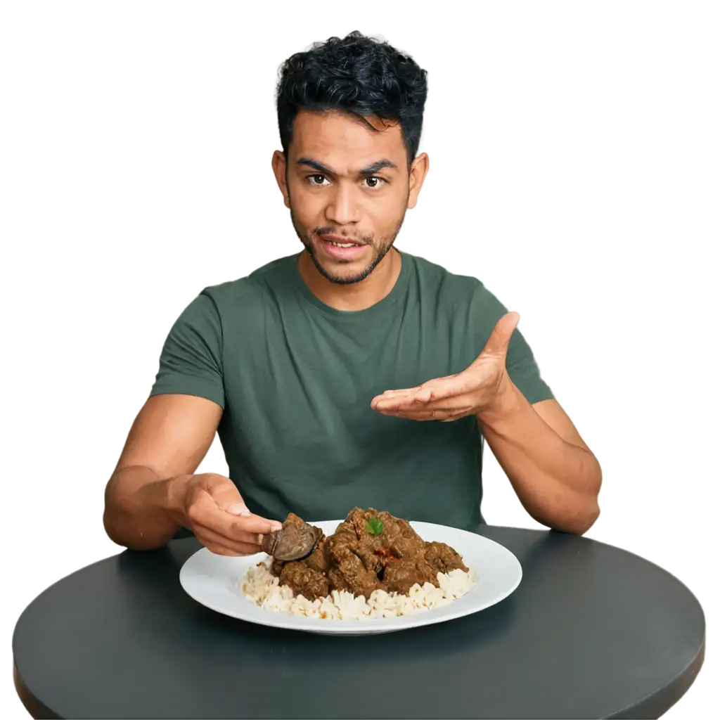 PNG-Image-of-a-Man-with-Dirty-Hands-After-Eating-Rendang-Expressing-Frustration-with-Difficulty-Cleaning