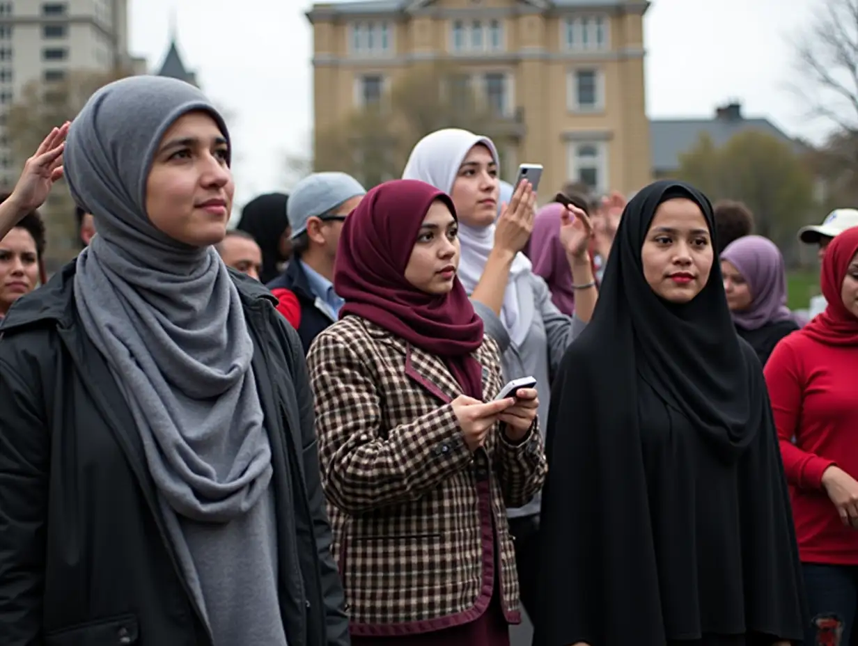 Clips of Muslim-Americans at community events and protests.