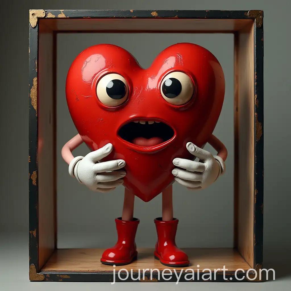 HeartShaped-Character-with-Eyes-Mouth-Hands-in-Gloves-and-Boots-Trapped-in-Glass-Box