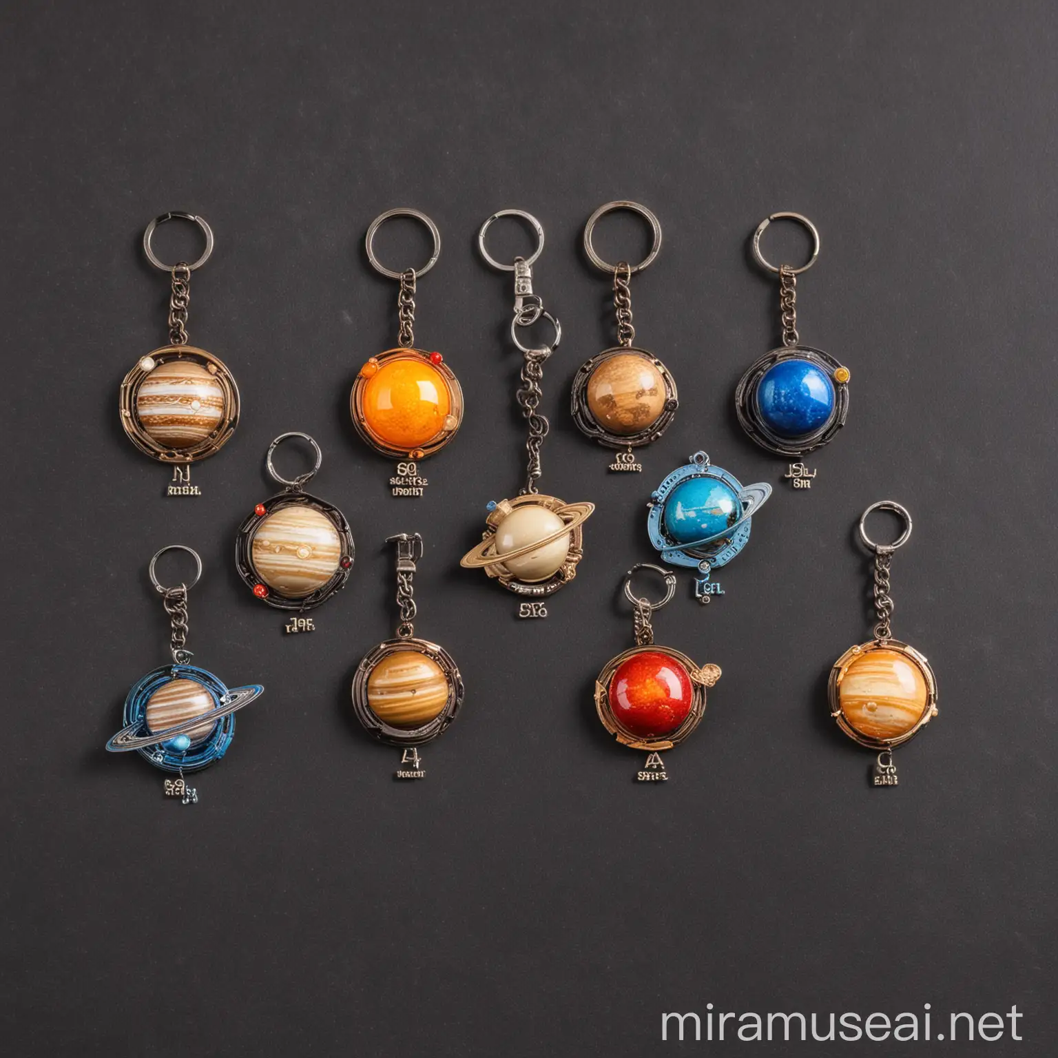 Metal Solar System Keychain in Variable Shape and Color