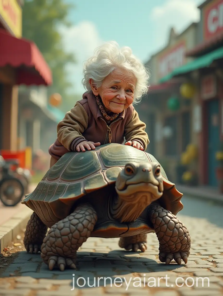 Elderly-Grandmother-Riding-a-Turtle-to-the-Grocery-Store-in-SubAI-Image-Prompt-Expansionurban-Setting