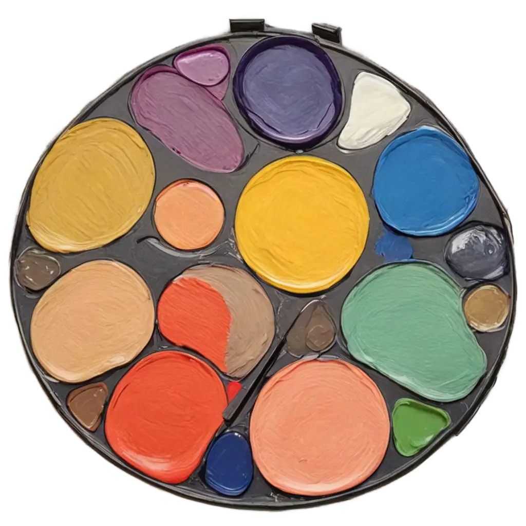 Round-Palette-with-Paints-PNG-Image-for-Art-and-Design-Projects