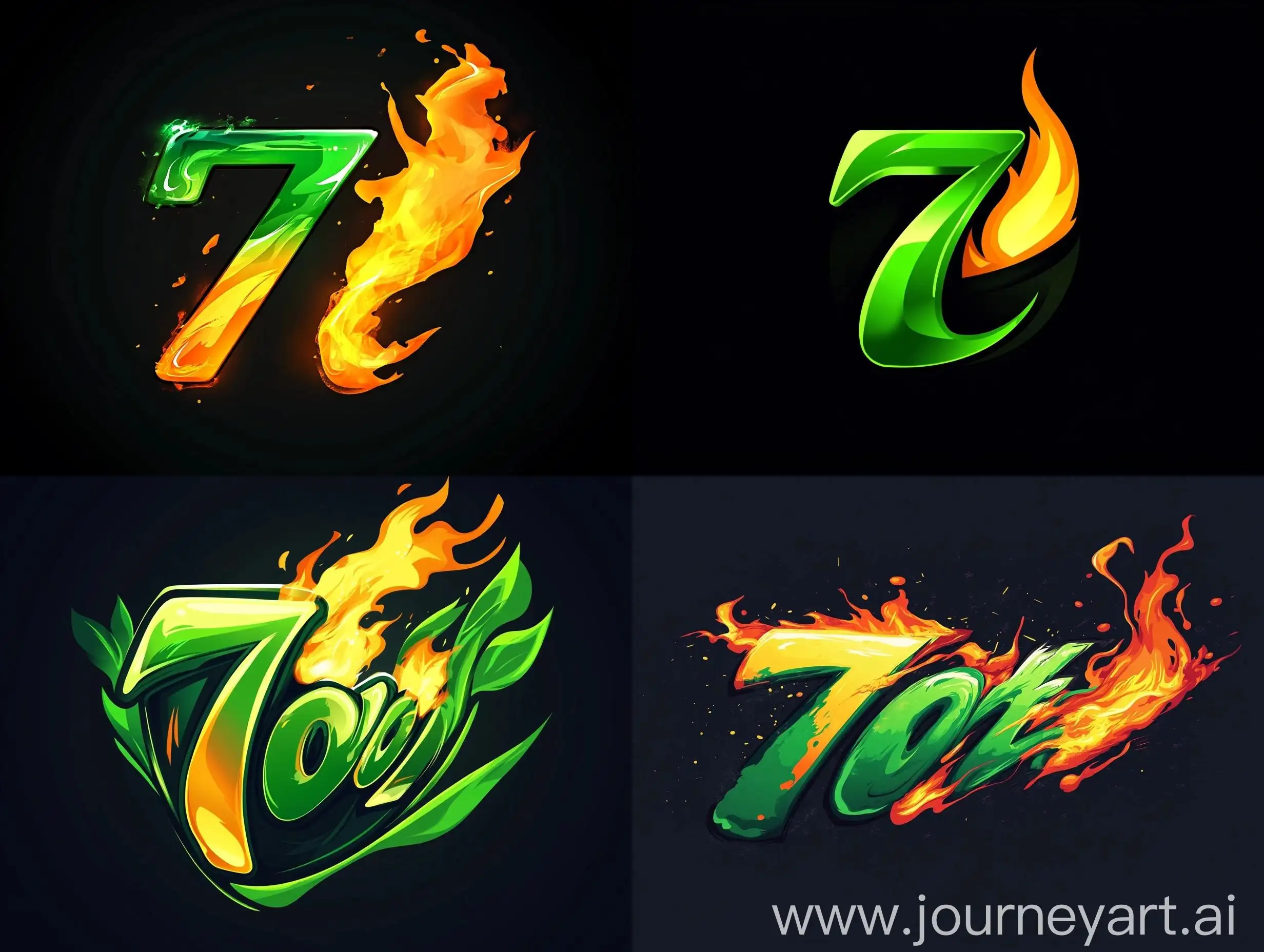 Abstract-7UP-Company-Profile-Icon-with-Green-Letters-and-Fire-Element