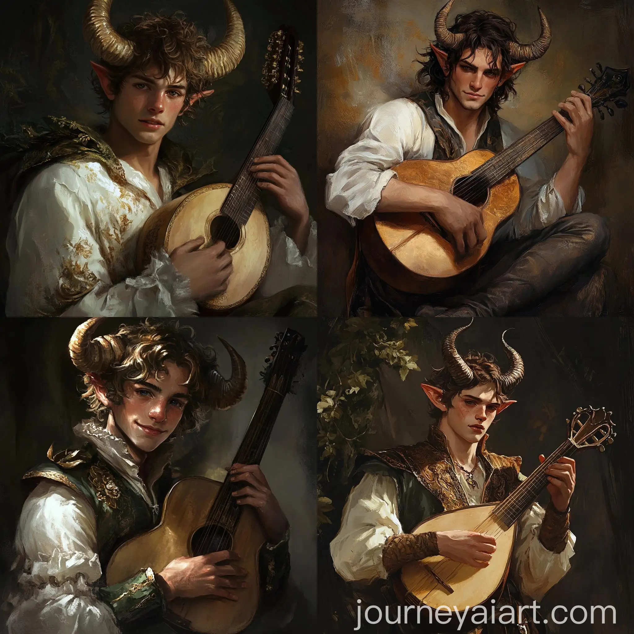 Dark-Art-Portrait-of-Boy-Satyr-with-Horns-and-Lute-for-DND-Game-Curse-Strada