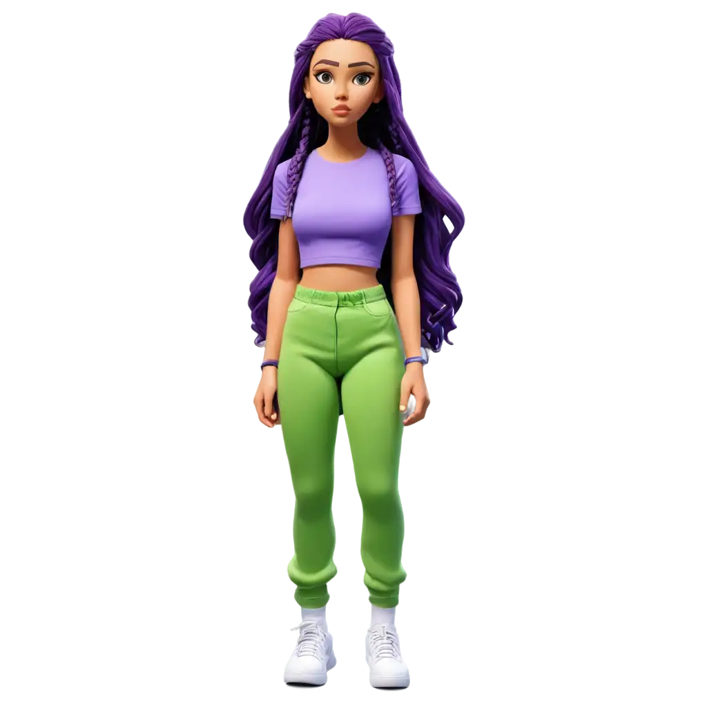 Cartoon-Realistic-Teen-Girl-PNG-Image-Afraid-Teenager-in-Purple-CropTop-TShirt-and-Green-Pants