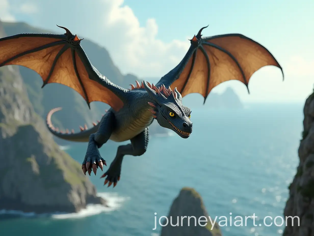 DreamWorksStyle-Dragon-Flying-Over-CoastalAI-Image-Expansion-Cliffs-with-Armored-Body-and-Extended-Wings